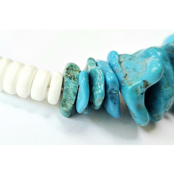 Massive Turquoise Nugget Necklace Santo Domingo Pueblo 28.5" Long 478 Grams! - Picture 7 of 10